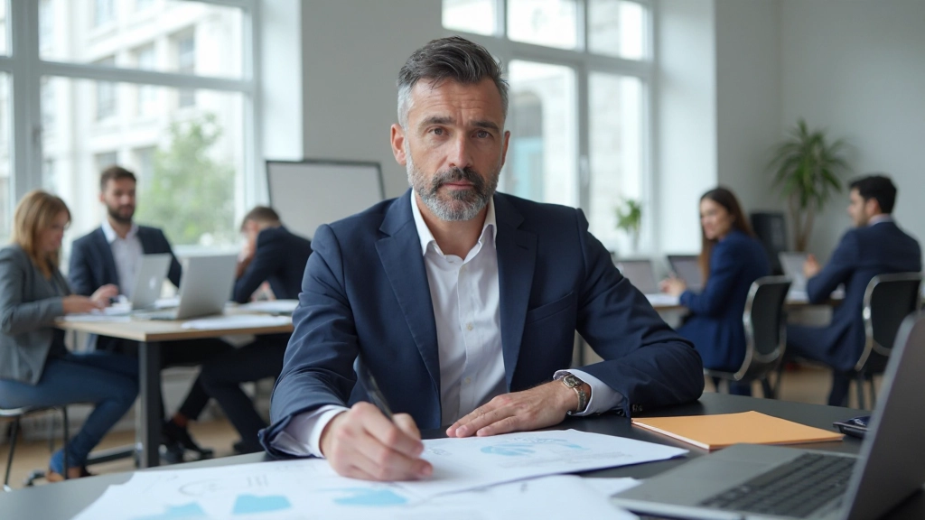 Успешный лидер проекта работает в современном офисе с командой