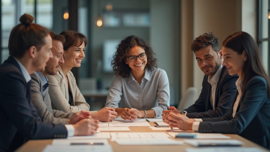 Команда обсуждает мотивацию и достижения на встрече проекта